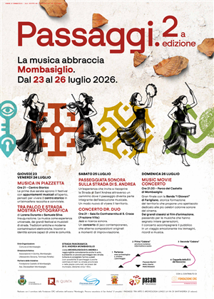 PASSAGGI. LA MUSICA ABBRACCIA MOMBASIGLIO da Giovedì \23 a Domenica 26 LUGLIO 2026